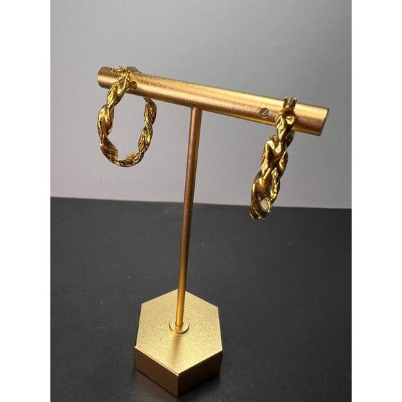 18k gold vermeil over sterling silver twisted hoop earrings - Picture 1 of 11
